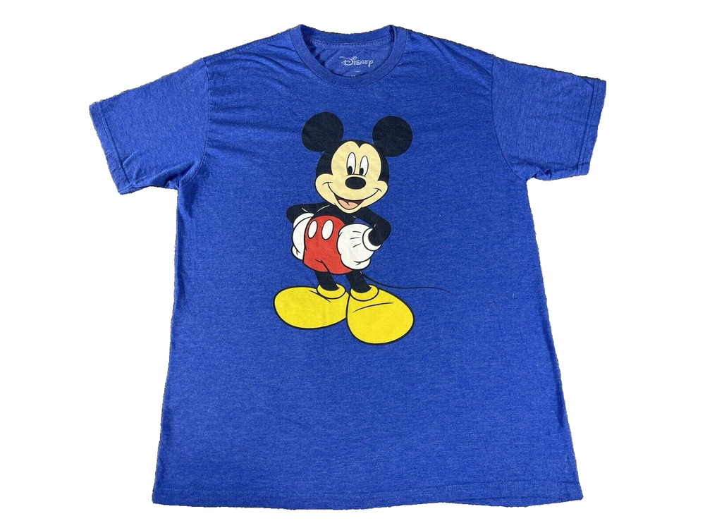 Disney Shirt Mickey Mouse Adult Mens Large Blue Short Sleeve Regular Fit